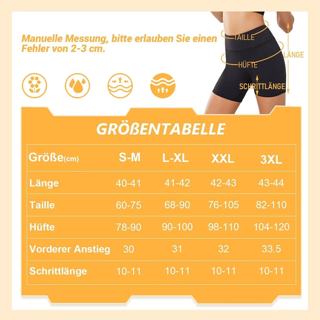 2er Pack Radlerhose Damen Hohe Taille Kurze Sporthose Shorts Sommer Leggings Blickdicht Hotpants Unt
