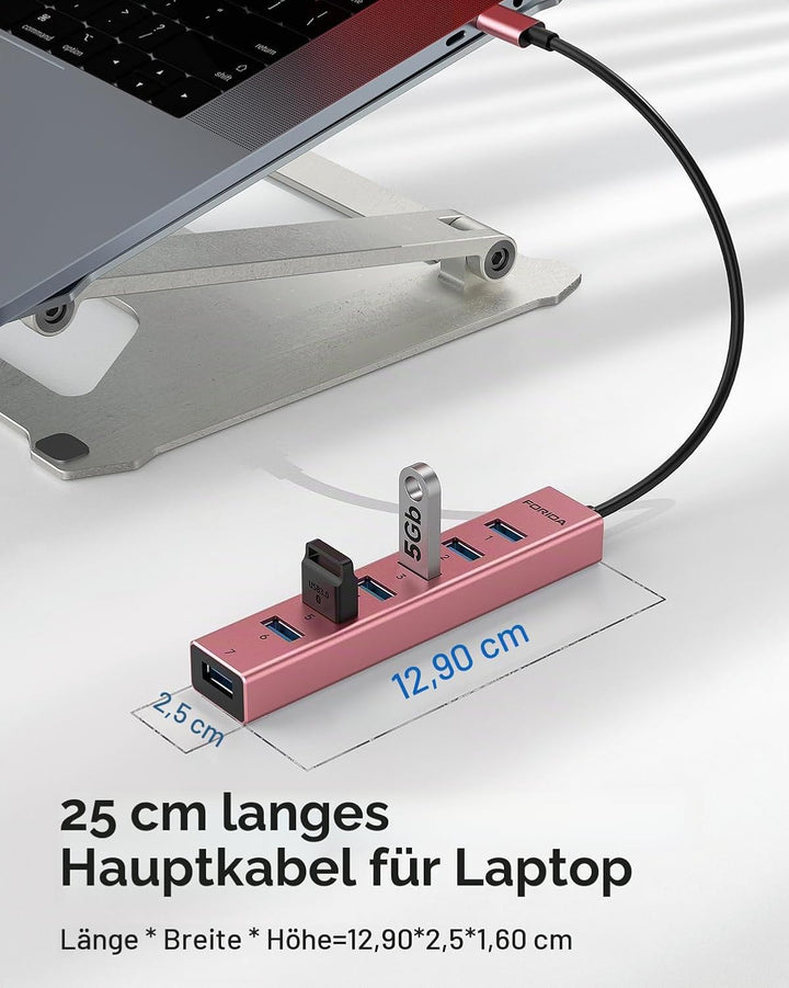 FORIDA Multiport USB C Hub 3.0, USB Verteiler mit 5Gbps Datenübertragung, MacBook Adapter zu USBC Re