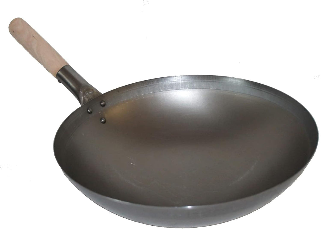 Wok ca. 38 cm Durchmesser mit rundem Boden für Gas, Gastronomie, Wokpfanne