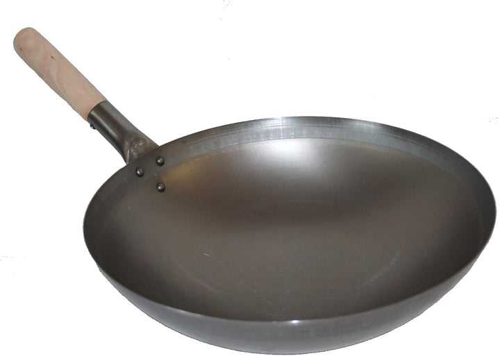 Wok ca. 30 cm Durchmesser mit rundem Boden für Gas, Gastronomie, Wokpfanne