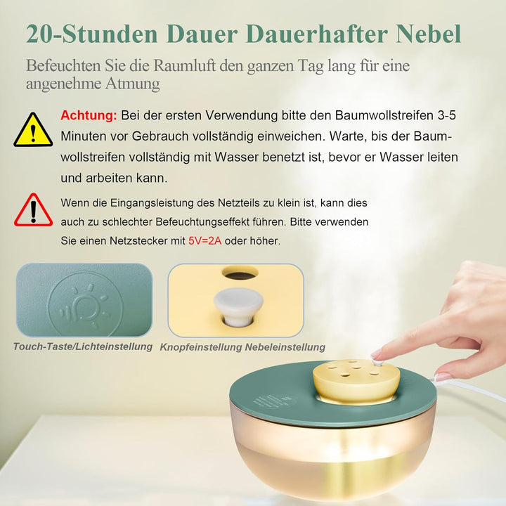 Rainpal 1,2L Mini Luftbefeuchter mit Beleuchtung, 20dB Leise 6-Speed Adjustable Cool Mist Humidifier