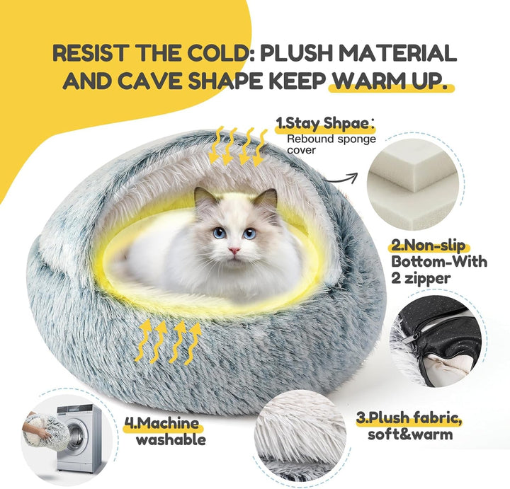 CATISM Katzenbett Waschbar Katzenschlafplatz für Katzen Plüsch Haustier Katzenkopfkissen Katzenkisse