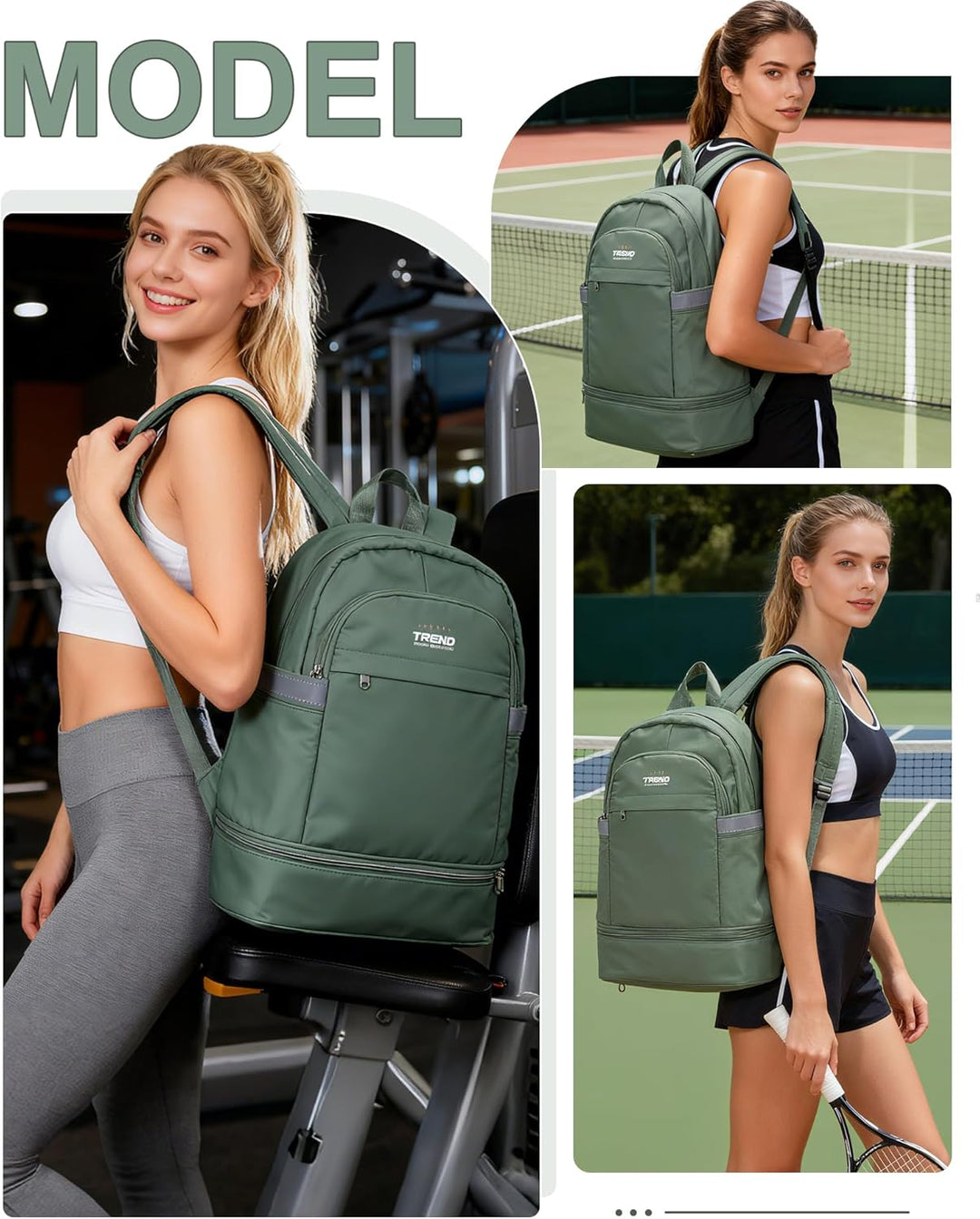 suradar Sportrucksack Damen Grosser Reiserucksack mit Schuhfach und Nasstasche für Damen Herren Lapt