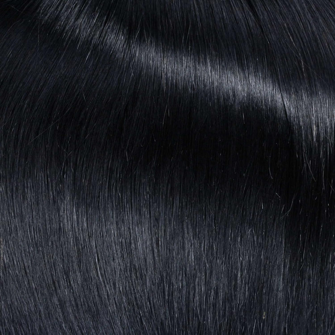 hair2heart Microring Extensions Echthaar Gewellt - 25 Strähnen 1g 50cm 2/0 schwarz 25 Strähnen 50cm