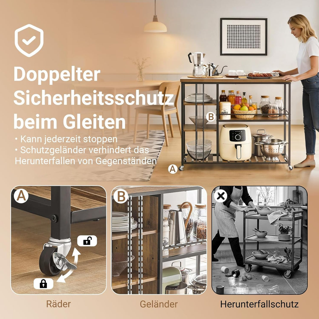 SoBuy SVW18-F Servierwagen mit 5 Ablagen Beistellwagen Rollwagen Teewagen Barwagen Küchenwagen Mikro