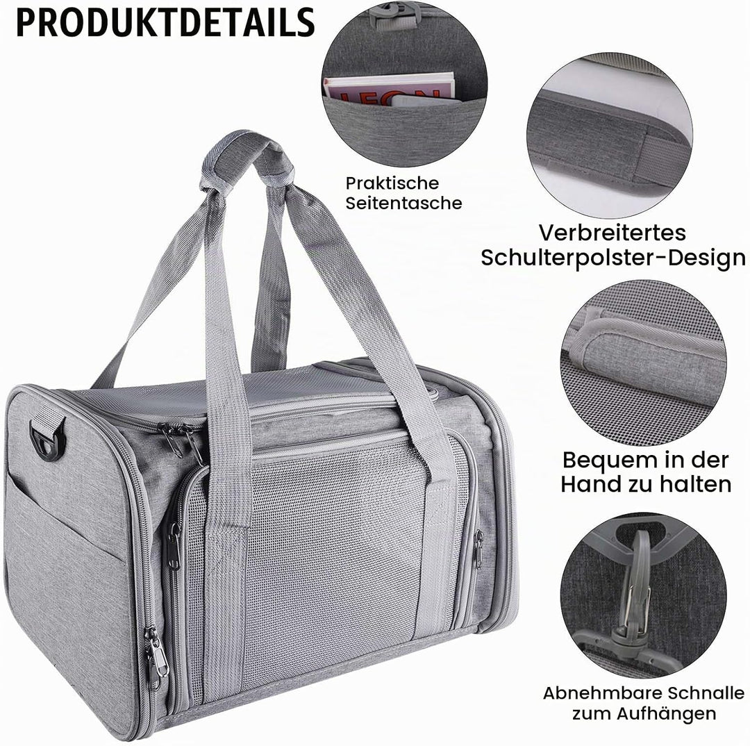 40*25*25cm Katzentransporttasche Haustiertasche kleine, 3kg Faltbare Transportbox Katze mit Schulter
