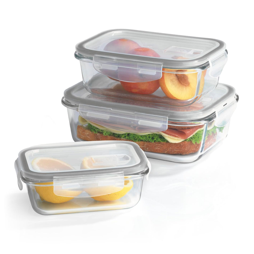 GOURMETmaxx Glas-Frischhaltedosen Klick-it 3er Set | Als Brotdose oder für Meal Prep | Spülmaschinen