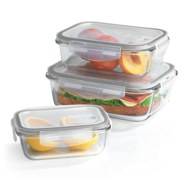 GOURMETmaxx Glas-Frischhaltedosen Klick-it 3er Set | Als Brotdose oder für Meal Prep | Spülmaschinen