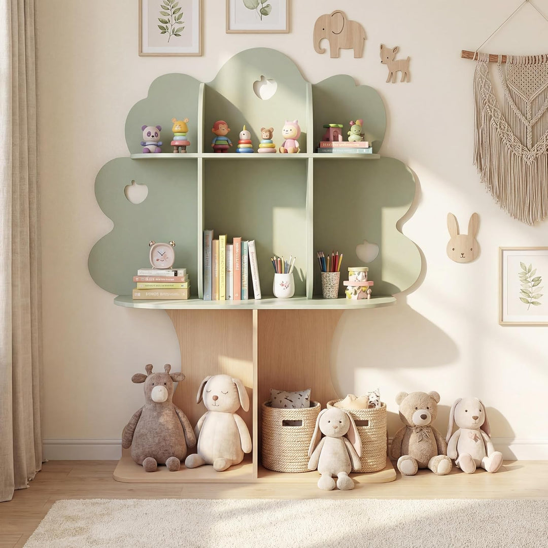 RELAX4LIFE Bücherregal Kinder, stehendes Kinderregal mit 8 offenen Fächern & Sockel, Spielzeugregal