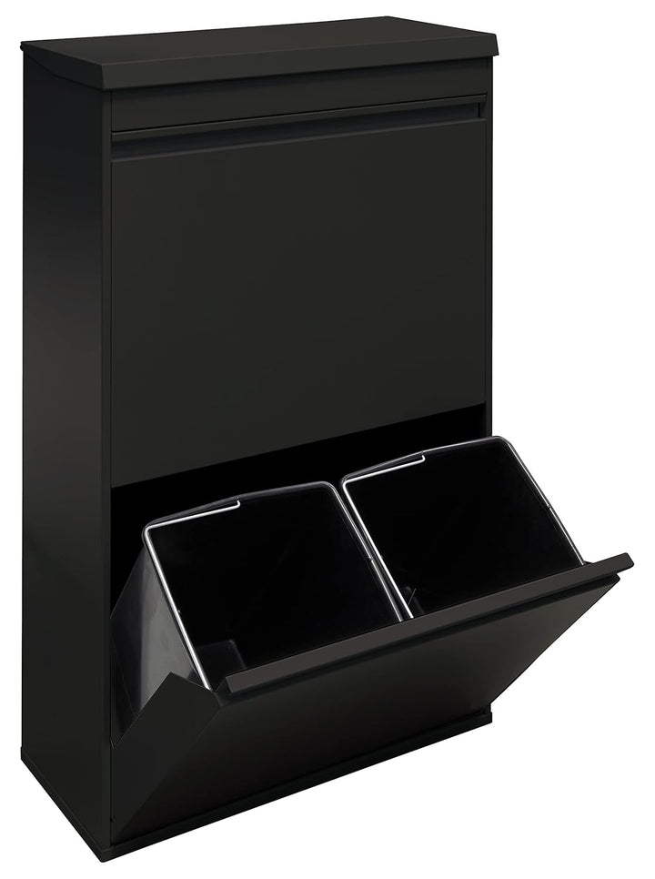 ARREGUI Top CR626-B Mülltrennsystem aus Stahl mit Aufbewahrungsbox mit Deckel | 4 Fächer Mülleimer f