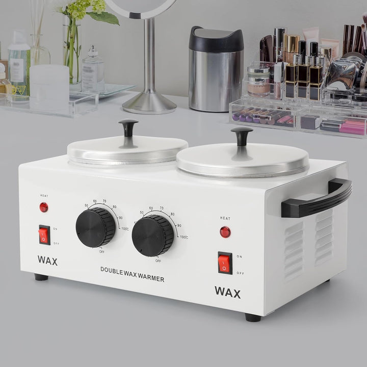 Doppelter Wachswärmer, 200W Professioneller Schönheitssalon Wachserhitzer mit Deckel &amp; Thermostat, E