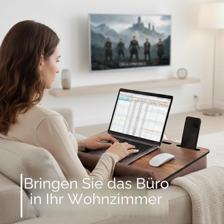 Vigo Wood Laptoptisch - Laptop Unterlage Ständer bis zu 17,3 Zoll - Kissen Tablett für Bequeme Arbei