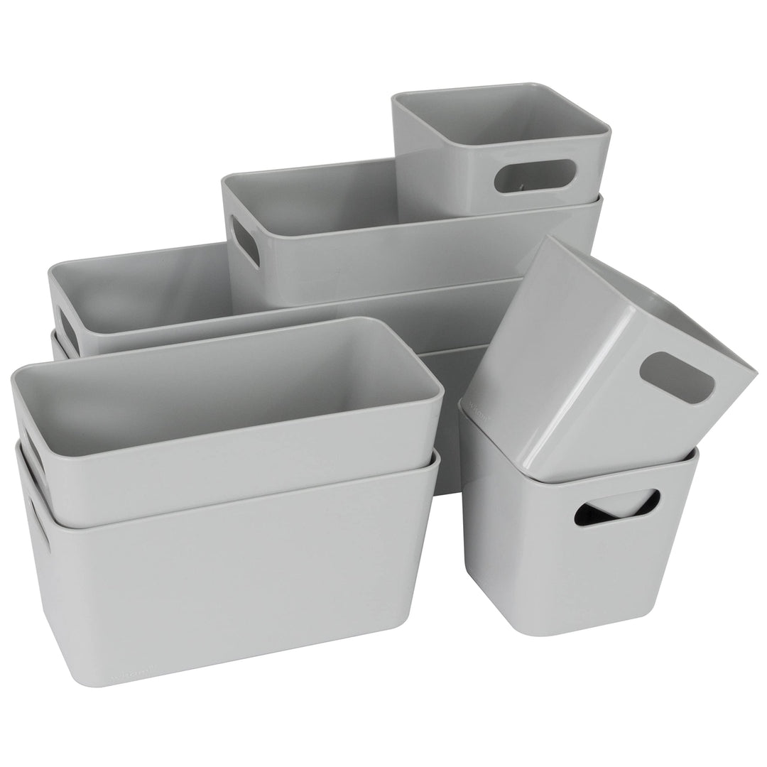 8 Teile Organizer Set - 10 cm hoch - grau - Boxen in 3 Grössen - Schubladeneinsatz - passend für Sch