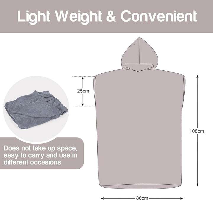 Kato Tirrinia Mikrofaser Frottee Surf Poncho Handtuch Badeponcho Bademäntel Sauna Damen Herren, Gros