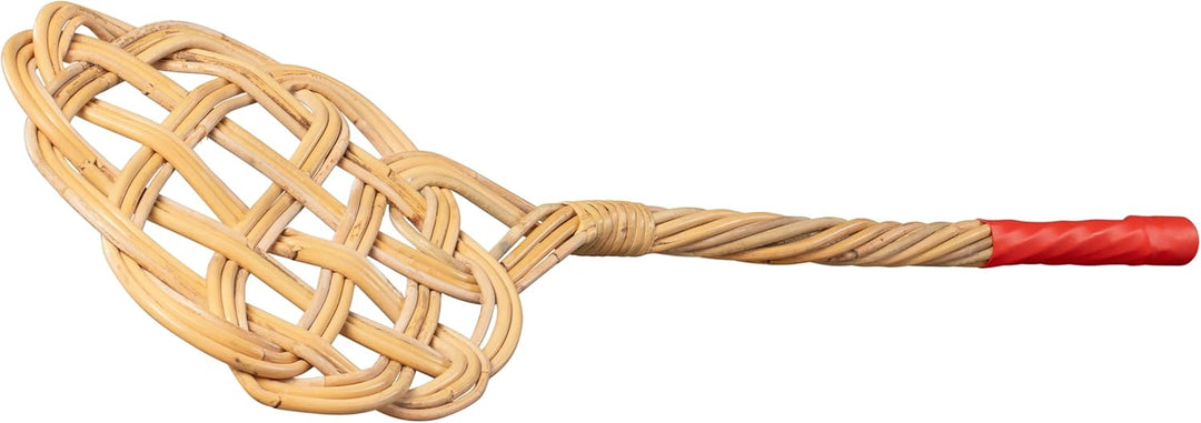 NEUSTANLO | Teppichklopfer in Sonnenform mit Handschutz | 3-fädiges Natur Rattan | länglich hell | 7