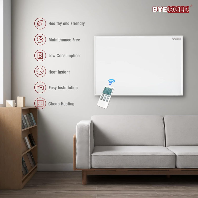 Infrarotheizung mit Thermostat - Infrarot Wandheizung - Elektroheizung 580 Watt - Heizplatte Heizpan