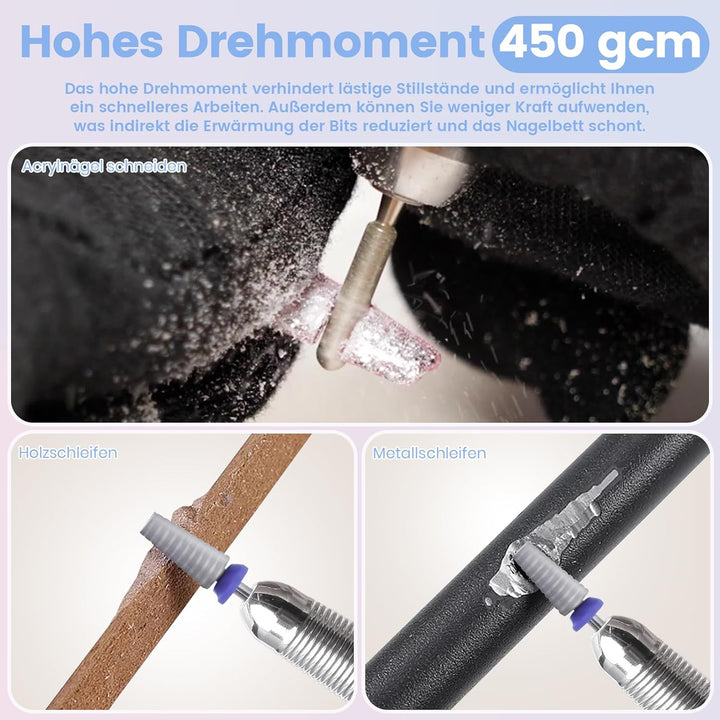 Delanie Elektrische Nagelfräser 35000 U/min, Wiederaufladbare Fräser für gelnägel Nagellack, Manikür