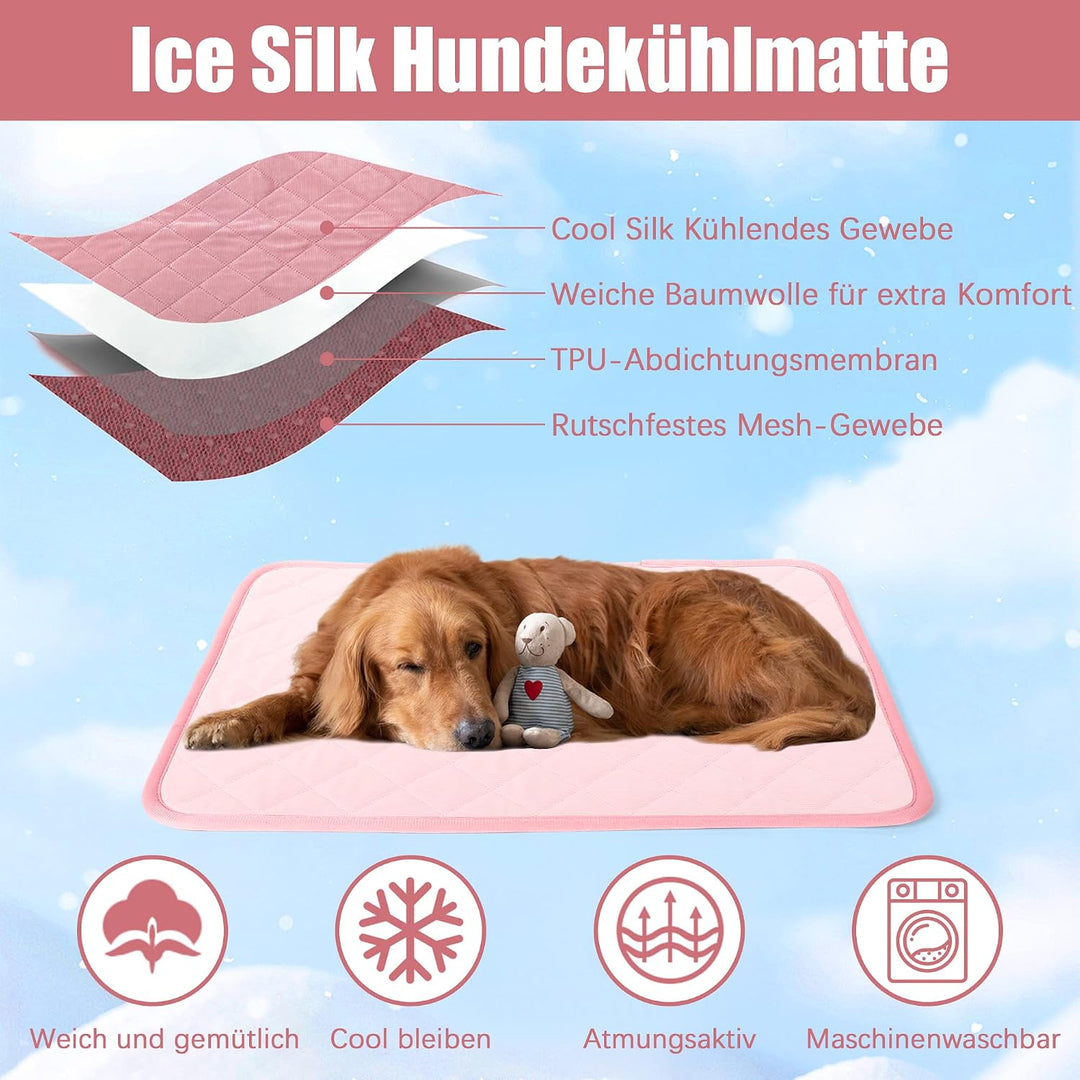 Kühlmatte für Hunde und Katze 100 x 70CM, Selbstkühlende Matte Hunde Katzen, Haustier Kühlmatte Selb