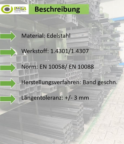 Flachstahl Edelstahl V2A 1.4301/1.4307 roh Flacheisen Flachstange 15-120mm breiten EN 10059 (80 x 8m