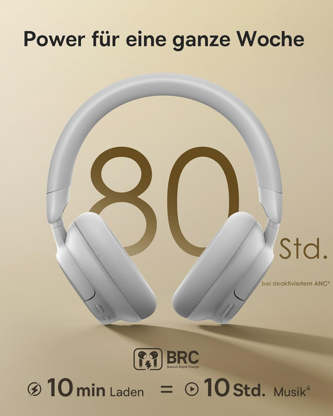 Baseus MH1 Bluetooth Kopfhörer, -48 dB hochwirksame Geräuschunterdrückung, Monolithischer Kopfbügel