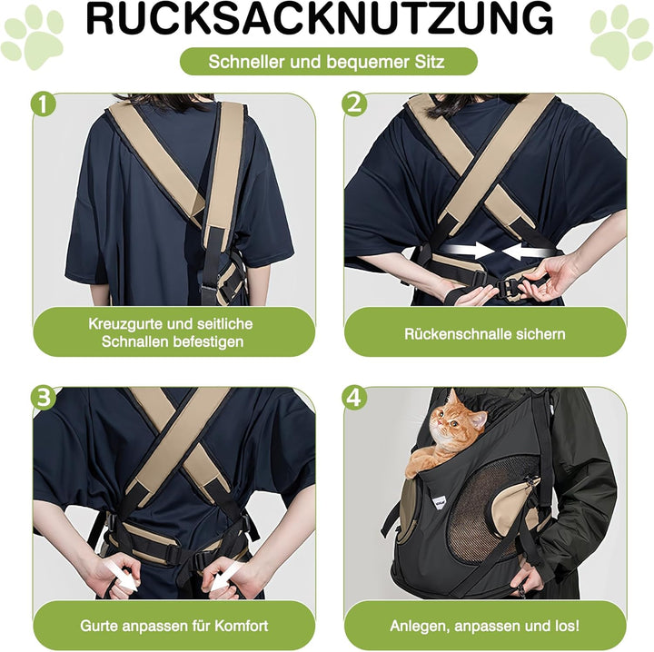 ALLSOPETS Hundetragerucksack, Tragbarer Haustiertragerucksack für Katzen Hunde Welpen, Integrierter