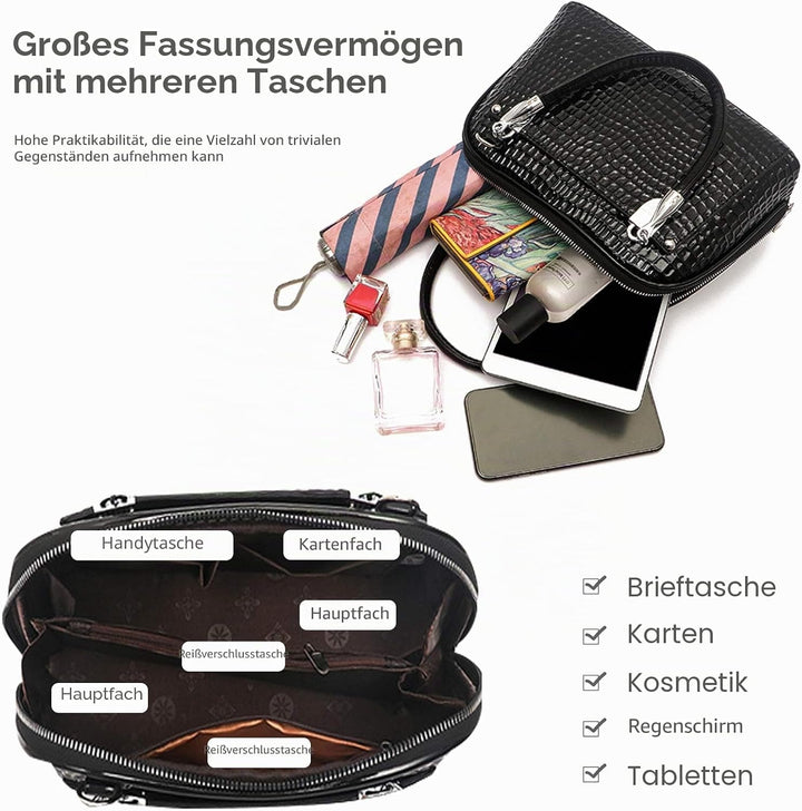 NICOLE &amp; DORIS Retro Handtasche für Frauen Schultertaschen Klassische Krokodil Umhängetasche PU Lede