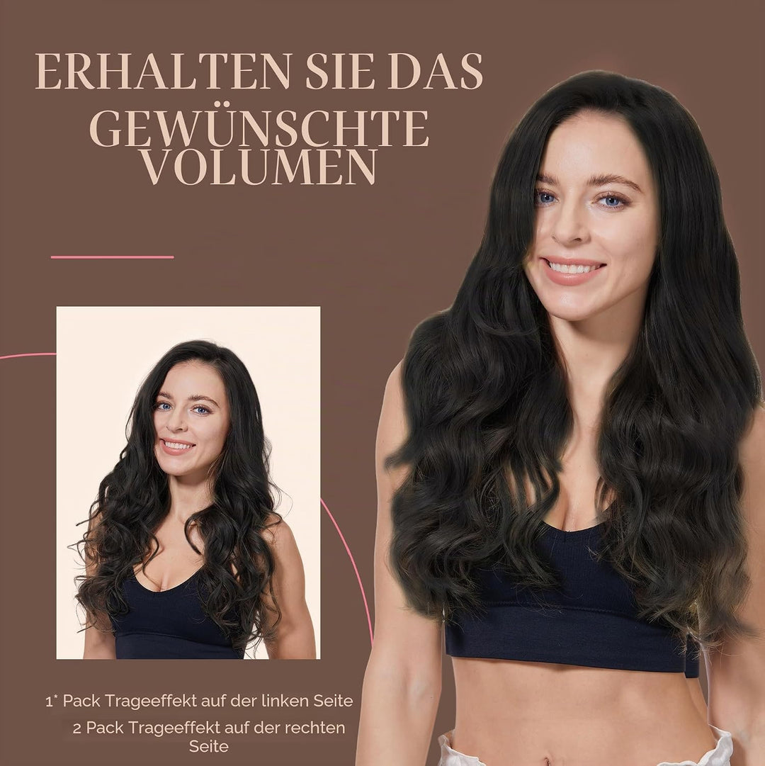 GOO GOO Clip in Extensions Echthaar, Echthaar Extensions Clip, 25cm 55g 7pcs, Haarverlängerung Echth