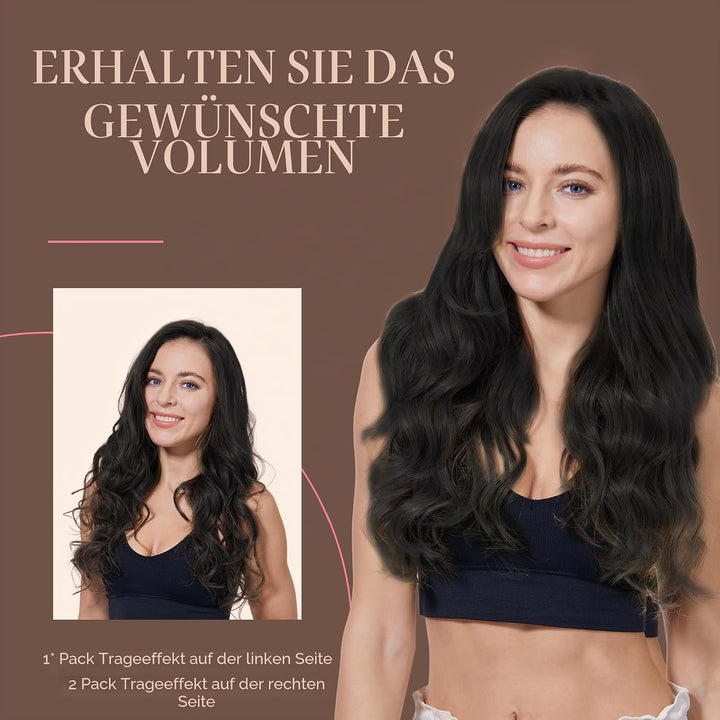 GOO GOO Clip in Extensions Echthaar, Echthaar Extensions Clip, 25cm 55g 7pcs, Haarverlängerung Echth