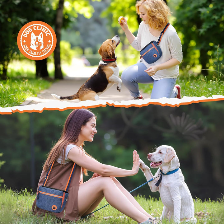 Leckerlitasche für Hunde mit wasserdichte Reflektorstreifen, Bauchtasche Hundetraining mit Metallsch
