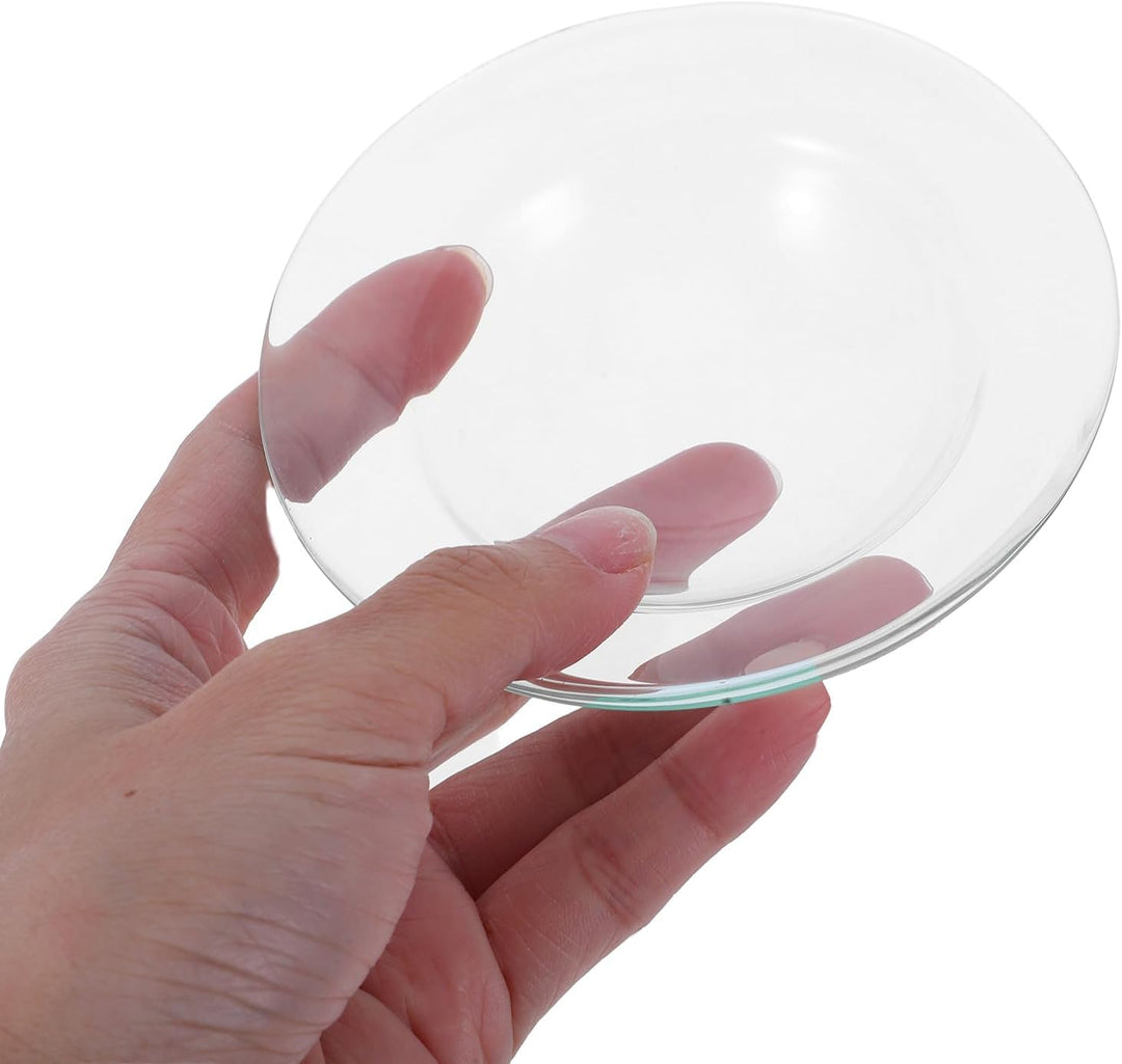 HOMSFOU 3 Stück Ersatz-Ölwärmerschale Runde Glasschale Wachsschmelzkerzenwärmer Schale Deckel Tablet