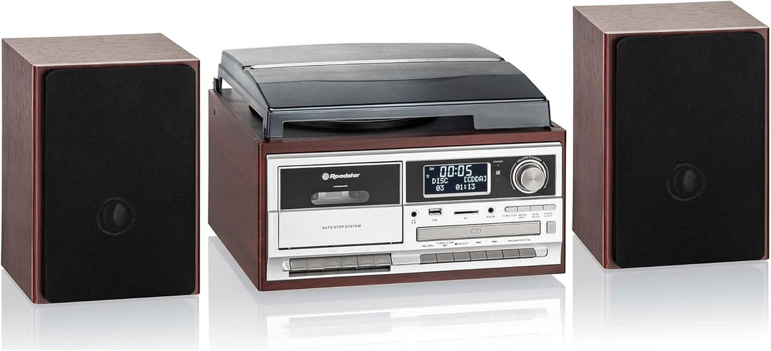 Roadstar HIF-8892 D+BT Stereoanlage (Retro-Musikanlage mit Plattenspieler, CD-Player, DAB+, Bluetoot