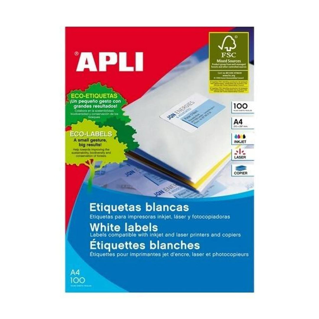 Apli 1273 - Pack 100 weiβe Etiketten für Drucker 70X37 70 x 37 mm 100 Blatt, 70 x 37 mm 100 Blatt