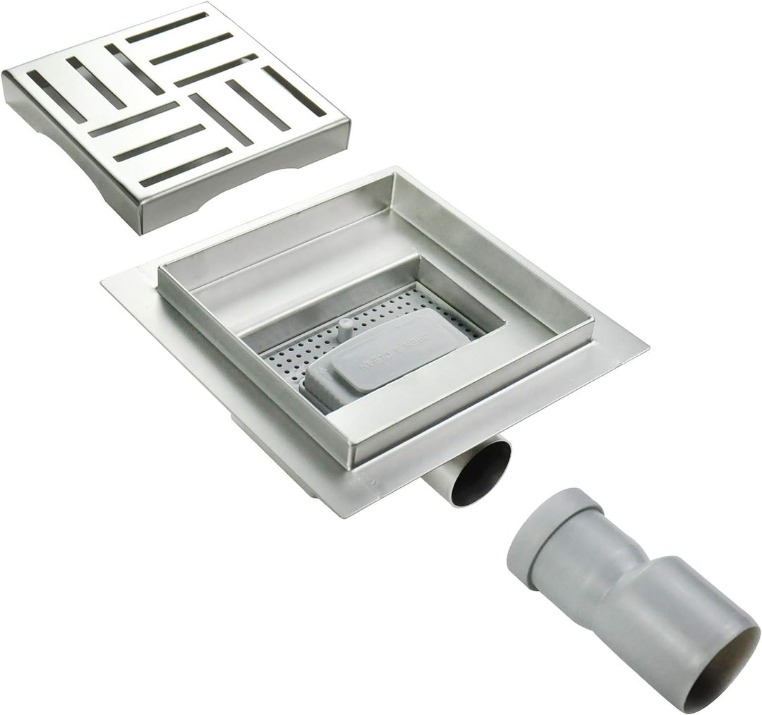 Duschrinne 25x25 cm Quadratisch Bodenablauf Randablauf aus Edelstahl sehr flach – in 4 Grössen Q3, 2