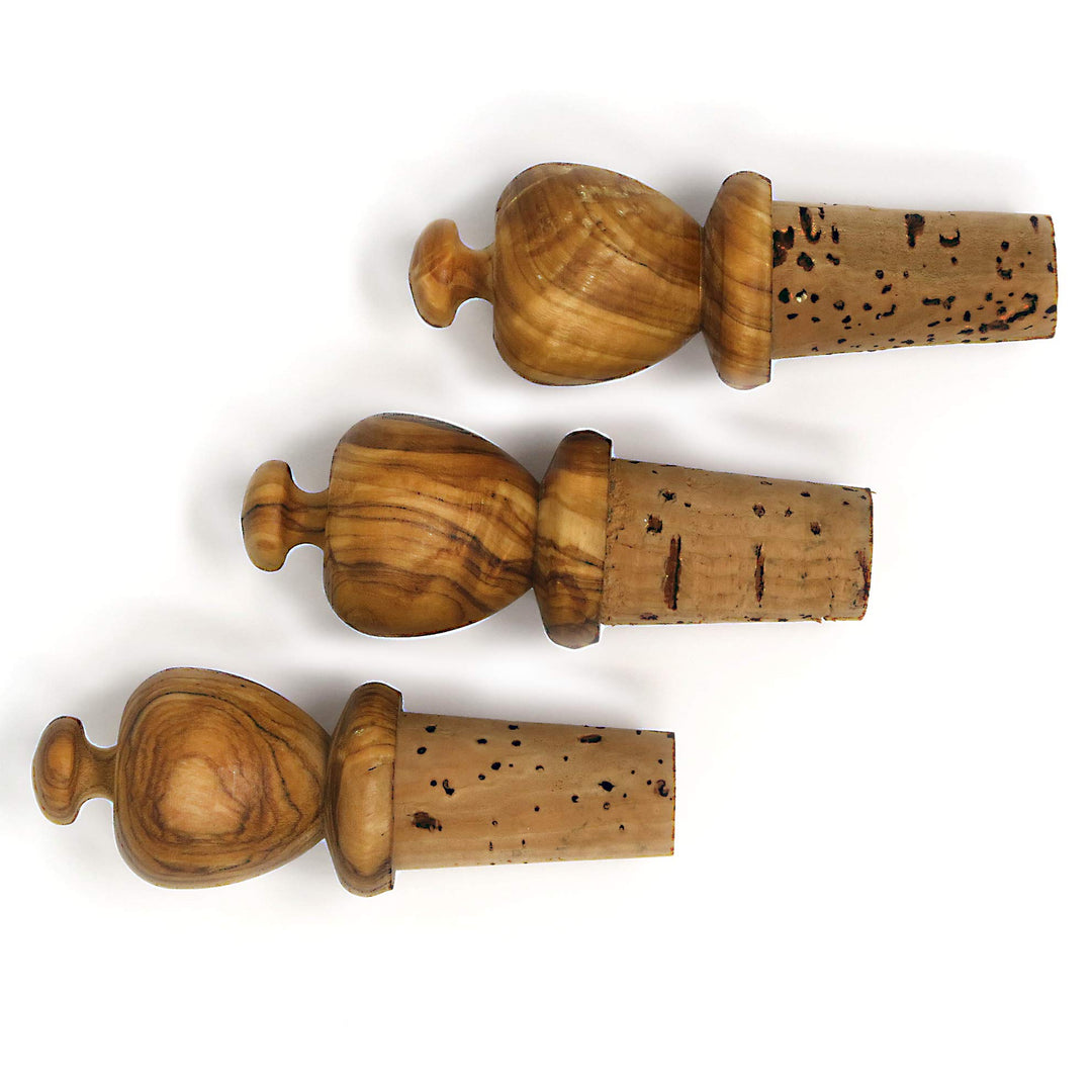 Ezooc Natürliches Olivenholz schwimmender Single Weinflaschenhalter, Kork Flaschenverschluss für Sek