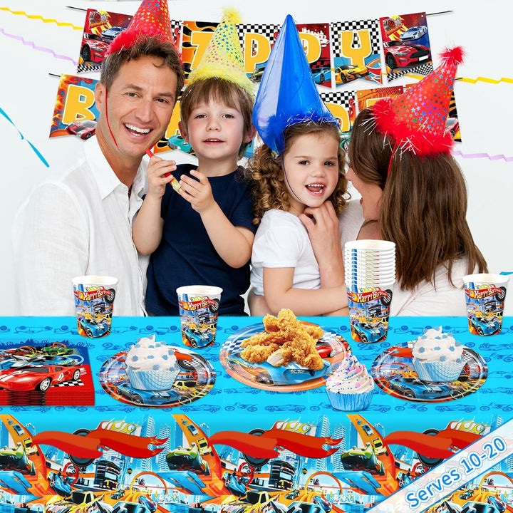 Luftballon Autos Geburtstag Deko, Rennauto Partygeschirr Set Deko Geburtstag Pappteller Kindergeburt