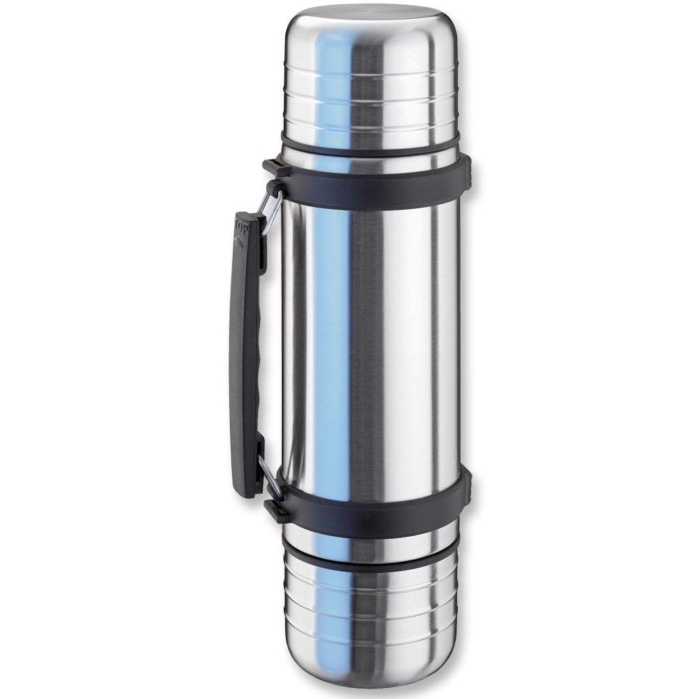 Isosteel VA-9562DQ Duo Vakuum-Isolierflasche 1,0 L aus 18/8 Edelstahl mit Quickstop-Einhandausgiesss