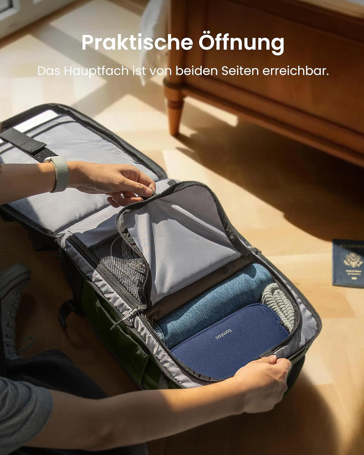 tomtoc 40L Reiserucksack, TSA-freundlicher Handgepäck Rucksack, Wasserdichter Rucksack Handgepäck Fl