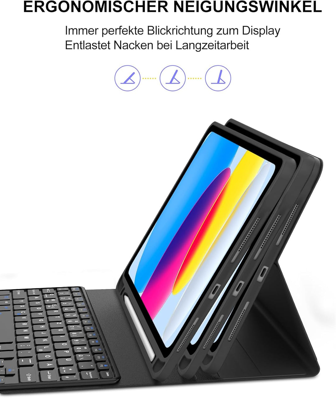 Hülle mit Tastatur und Touchpad für iPad 11./10. Generation (2025/2022) – QWERTZ Deutsch Bluetooth K
