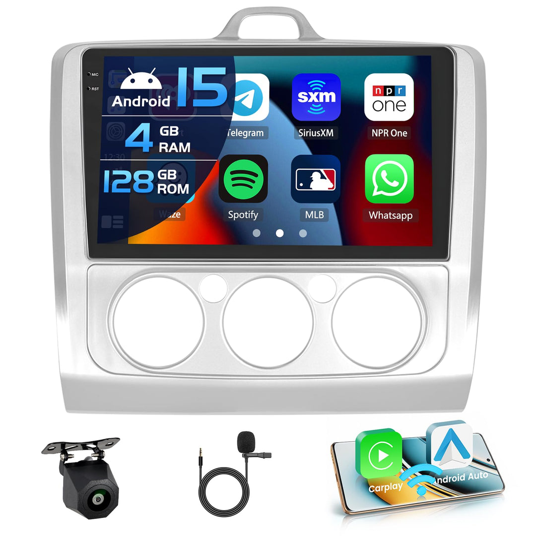 Inefala 4+128G Android 15 Autoradio für Ford Focus 2004-2011 mit 9&