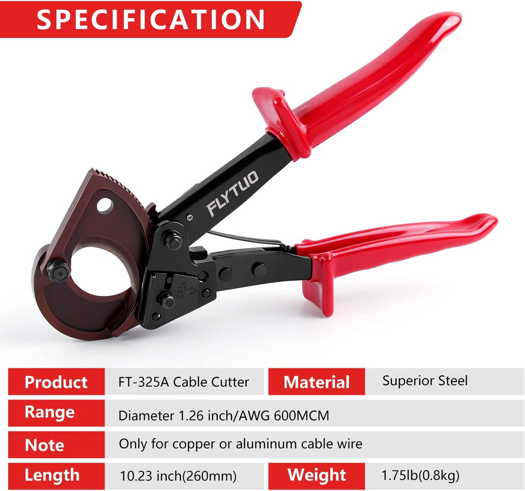 Flytuo Kabelschneider, verbesserte Klinge, robuster Kabelschneider für Aluminium-Kupferkabel und ele