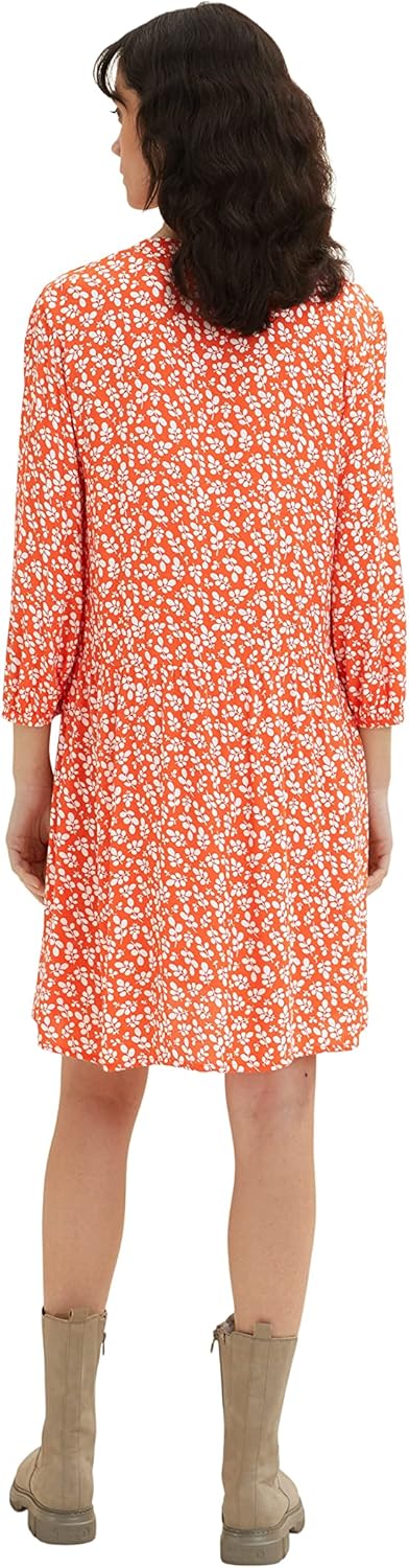 TOM TAILOR Damen dress with pattern and button placket 42 31119 - Red Floral Design, 42 31119 - Red
