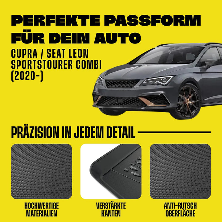 Gama Kofferraum Schutzmatte Kompatibel Mit Cupra/Seat Leon SportsTourer Zubehör — Schwarz Kofferraum