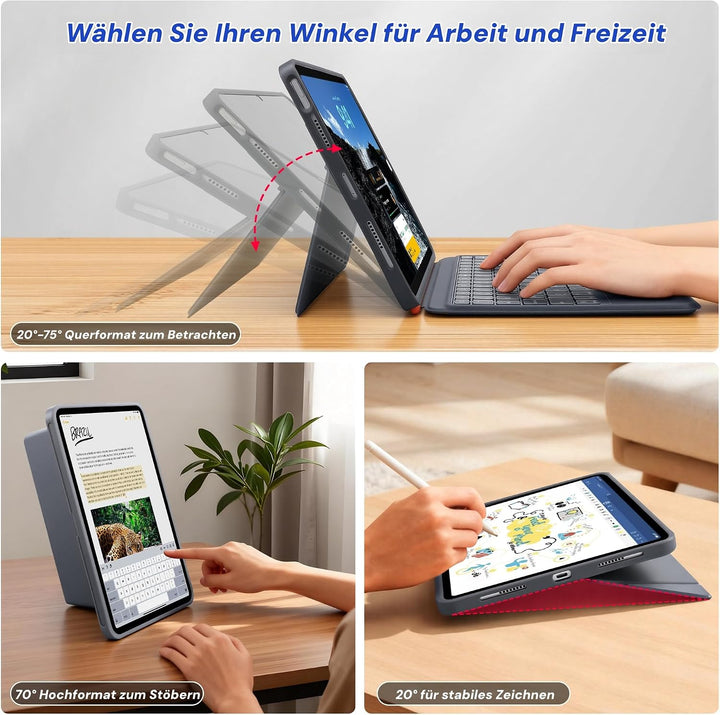 Tastaturhülle für iPad Pro 12,9" (3., 4., 5., 6. Gen.) und iPad Air 13" (M4/M3/M2,2026/2025/2024) –
