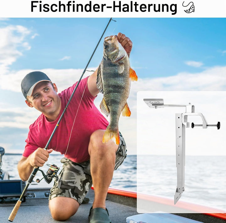 Fischfinderhalterung, Fischfinder Echolot Angeln Halterung 360° Schwenkbarer Aluminium Fischfinder-H