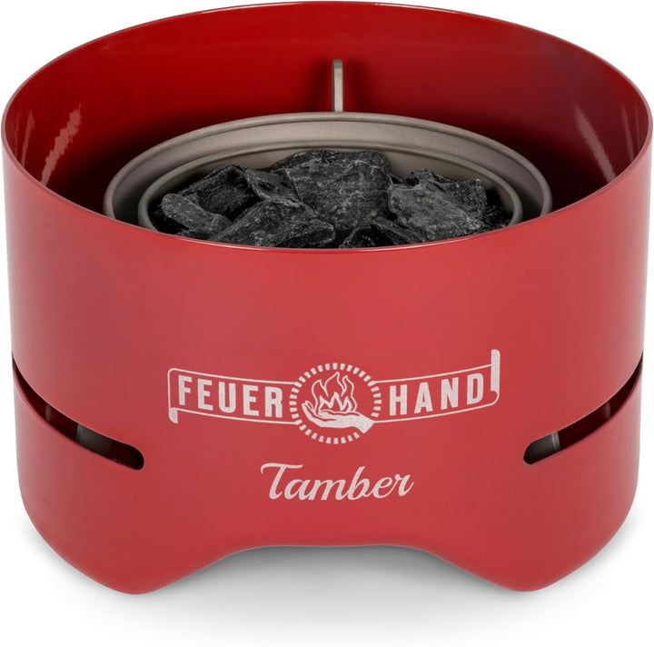 Petromax Tischgrill Tamber in Rot | Grillrost aus Emaille | Anti-Haft | raucharme Verbrennung | Abla