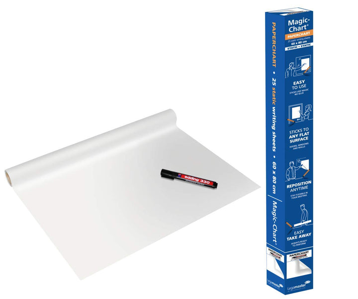 Legamaster Magic-Chart Paperchart Folie - statisch selbsthaftend - weiss - 80x60cm - abwischbar und