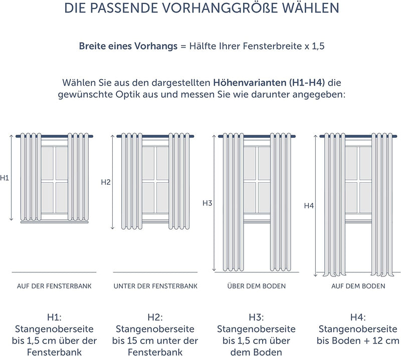 Blumtal Verdunklungsvorhänge 2er Set - Thermovorhang Kälteschutz - Vorhang Blickdicht mit Ösen - Gar