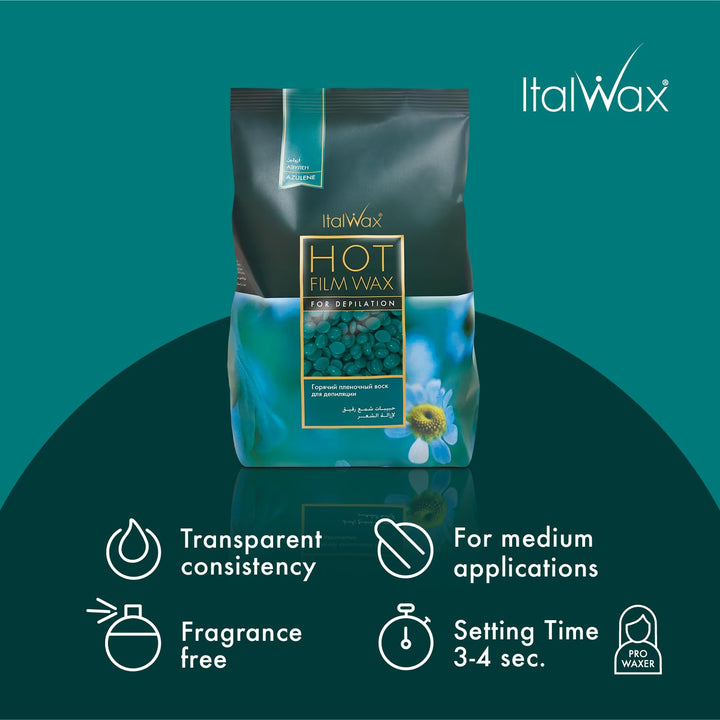 Italwax Azulene – 1Kg - Waxing Perlen für Haarentfernung - Natürliche Formulierung für alle Hauttype