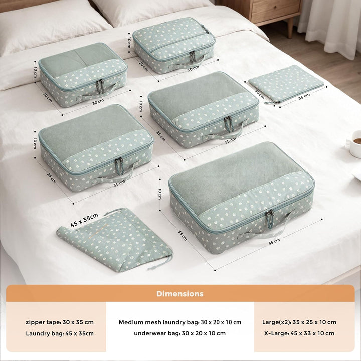 ECOHUB Koffer Organizer 7-teilig mit Stilvollem Designs für Reisen | Stilvolle Packing Cubes mit 3 D