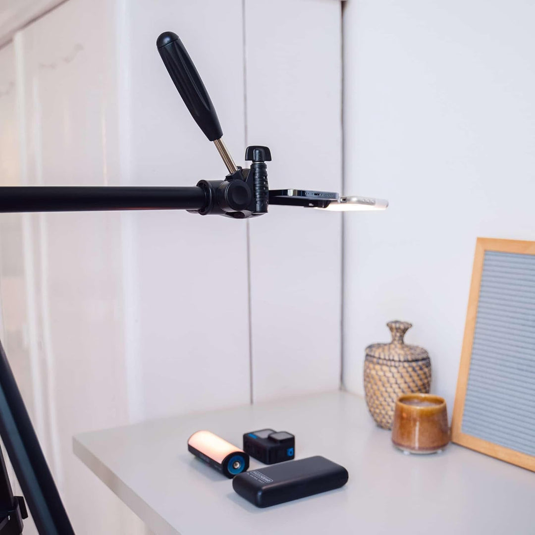 MOJOGEAR 179 cm 3-in-1-Stativ: Tripod, Einbeinstativ und horizontaler Arm für Top-Aufnahmen – mit Te